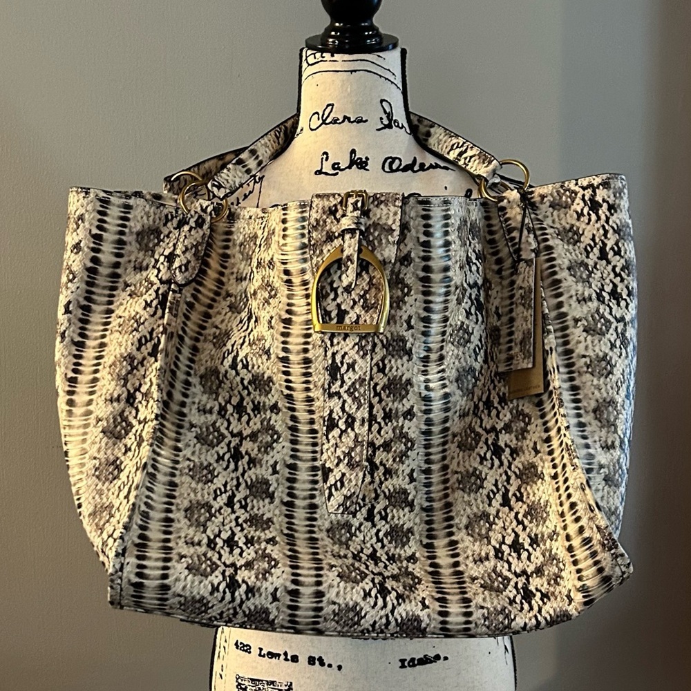 Margot Adele Oversized Python Embossed Leather To… - image 3